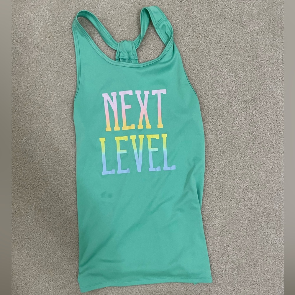 Girls green “next level” dri fit tank top